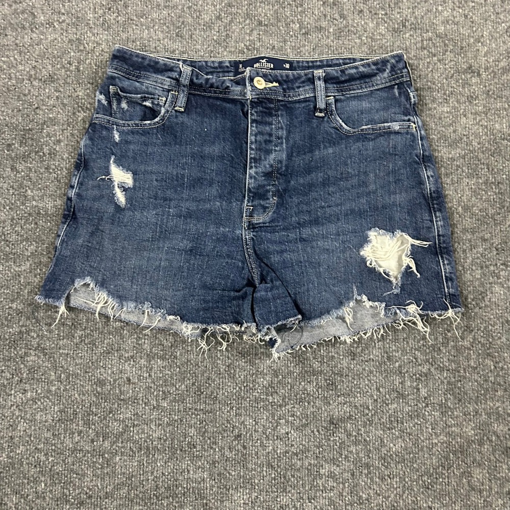 Hollister Shorts Womens Size 30 Dark Distressed Ultra High Rise Denim Raw Hem